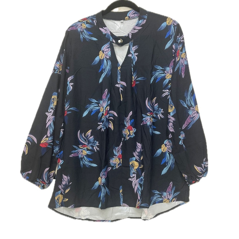 Floral Black Women's Tunic Top NWOT 24" p2p